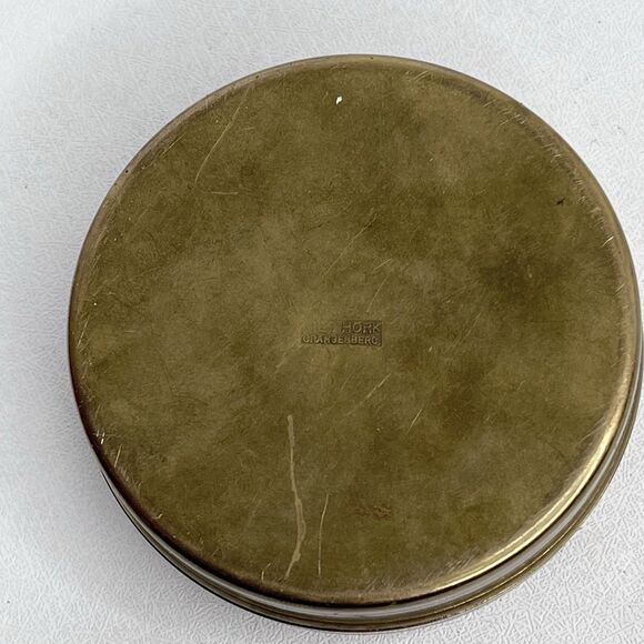 Vintage Sweden Nils Hörk Brass Pewter Snus Dosa Snuff Can Leather Carrying Case - Picture 15 of 16
